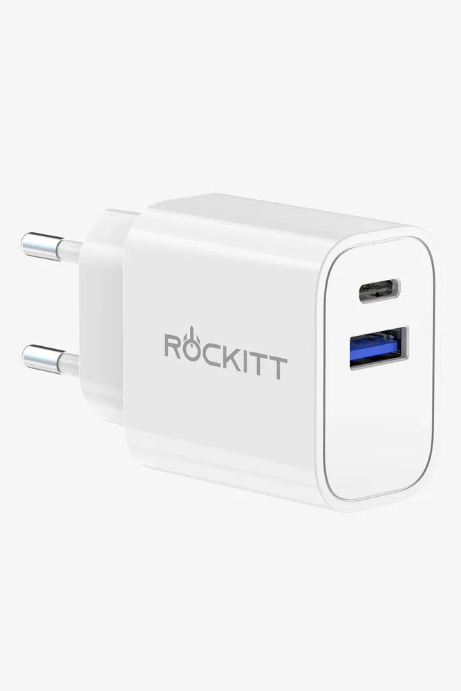 Rockitt Wall Fast Charger Dual Usb+Typec 25W White
