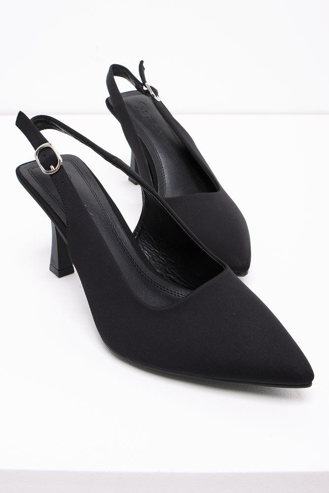 Buckle Slingback Court Shoe Black Heels Ackermans