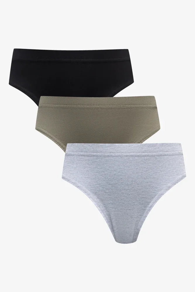 3 Pack Plain Briefs Grey