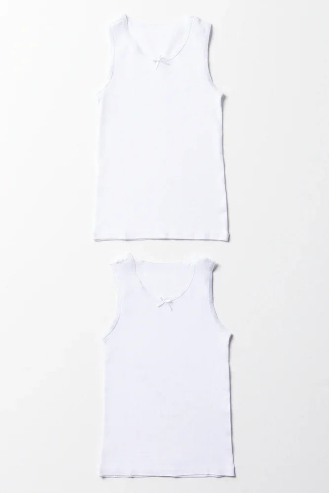 2 Pack Sleeveless Vests White