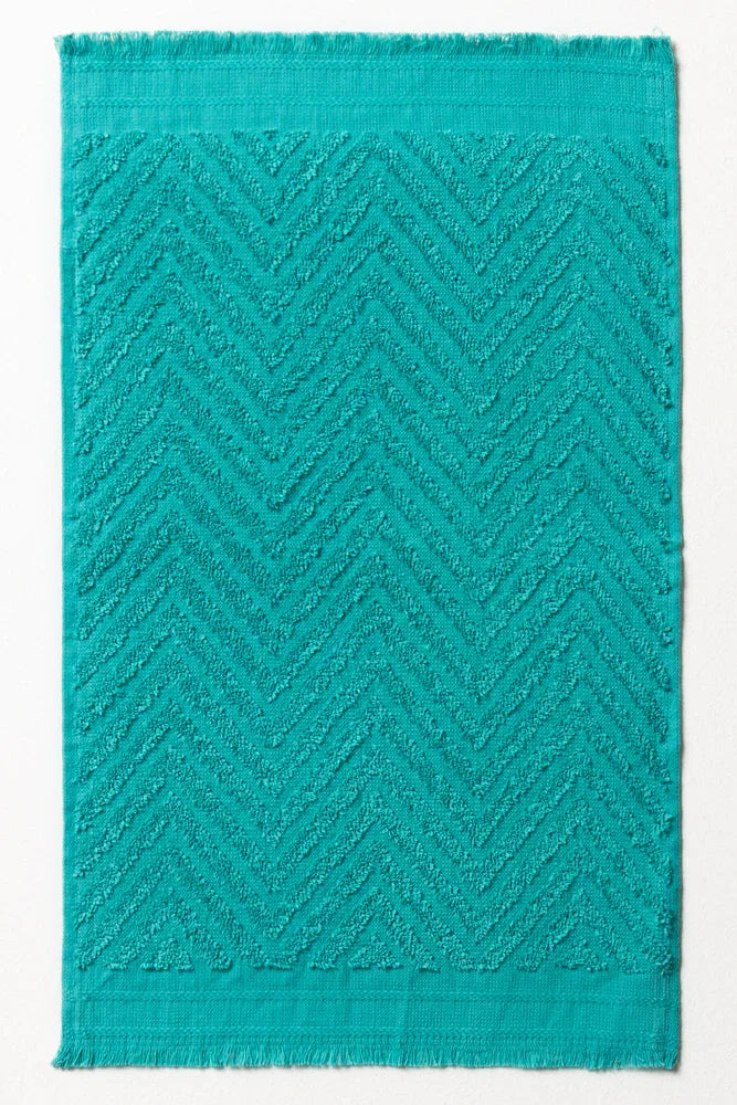 Textured Fringe Guest Towel Teal