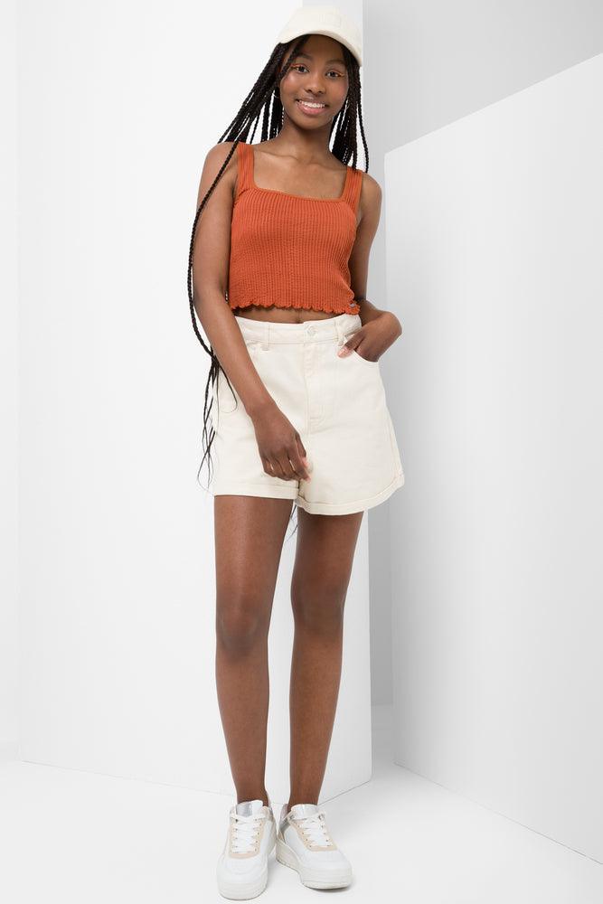 White mom shorts store