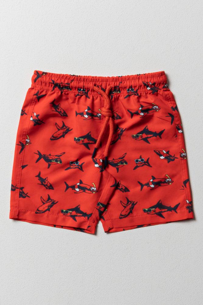 Boys red swim shorts 2025