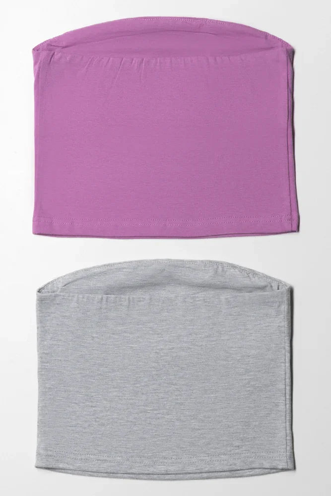 Paradise Destiny 2 Pack Boobtubes Grey And Purple (2)