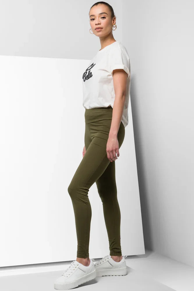 Wide Waist Leggings Olive Green (1)