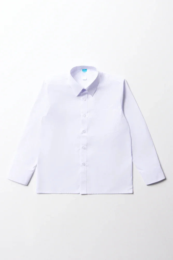 Boys School Long Sleeve Collar Shirt White Toughees School Clothes