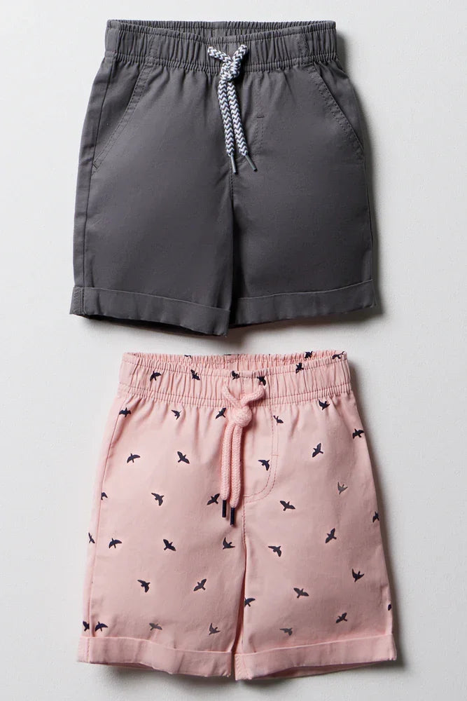 2 Pack Shorts Grey And Pink