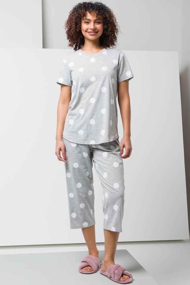 Knitted Spotty Basic Capri Set Grey Melange Sleepwear Ackermans