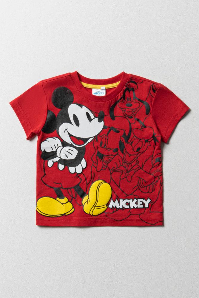 Mickey Mouse Short Sleeve T Shirt Red