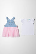 Unicorn Mesh Pinafore Set Pink (4)