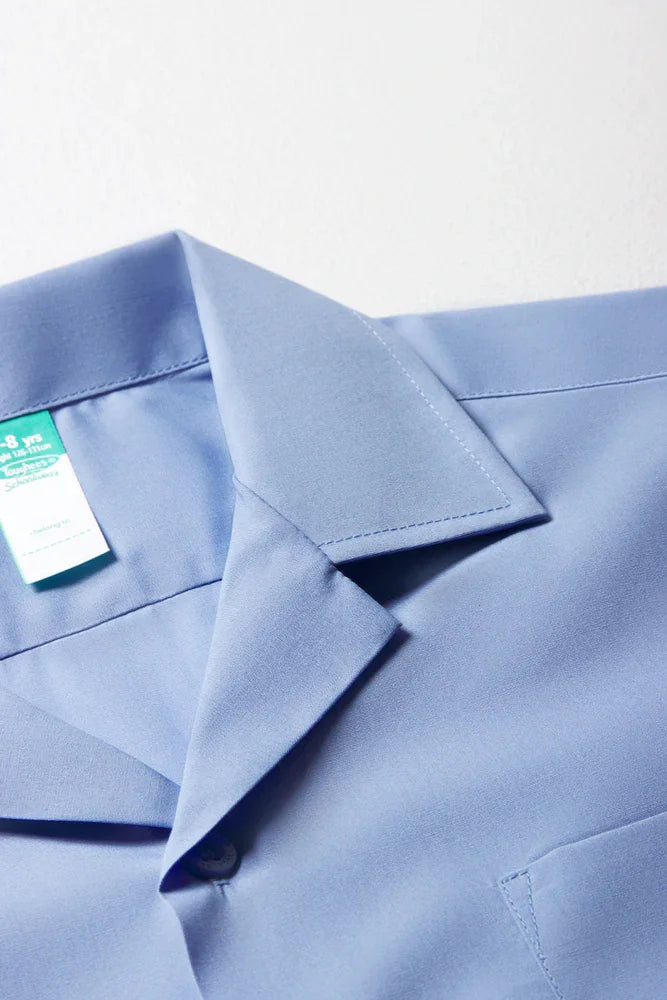 Unisex School Short Sleeve Open Neck Shirt Blue Toughees