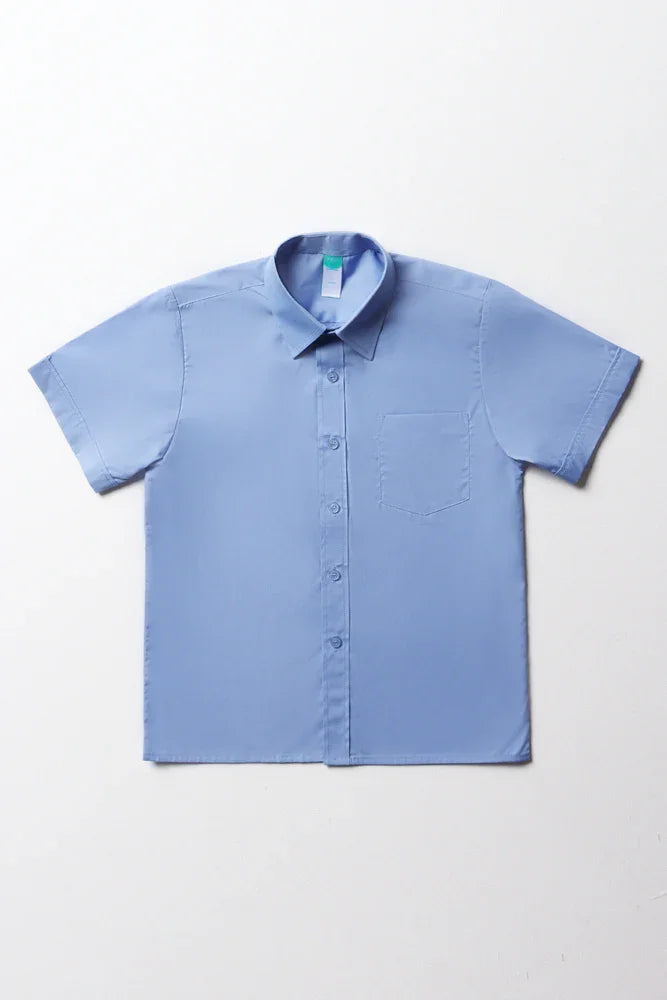 Unisex School Short Sleeve Collar Shirt Blue Toughees