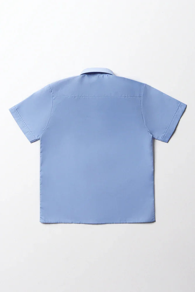 Unisex School Short Sleeve Collar Shirt Blue Toughees (3)