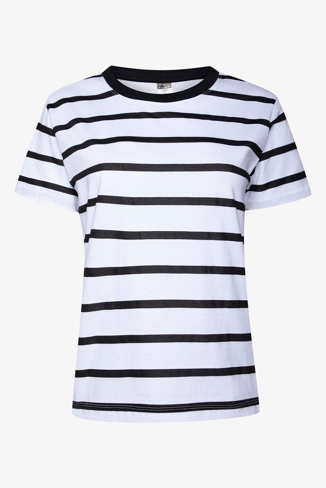 Stripe Short Sleeve T Shirt White Tops T Shirts Ackermans