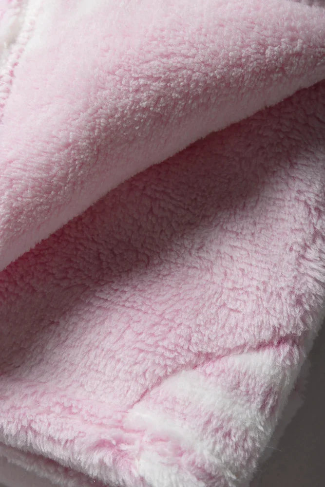 Heart Coral Fleece Blanket Pink