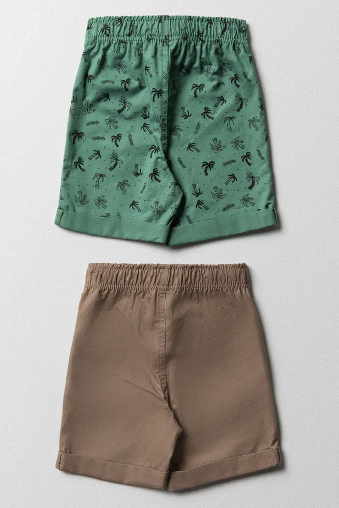 2 Pack Shorts Green & Natural (3)