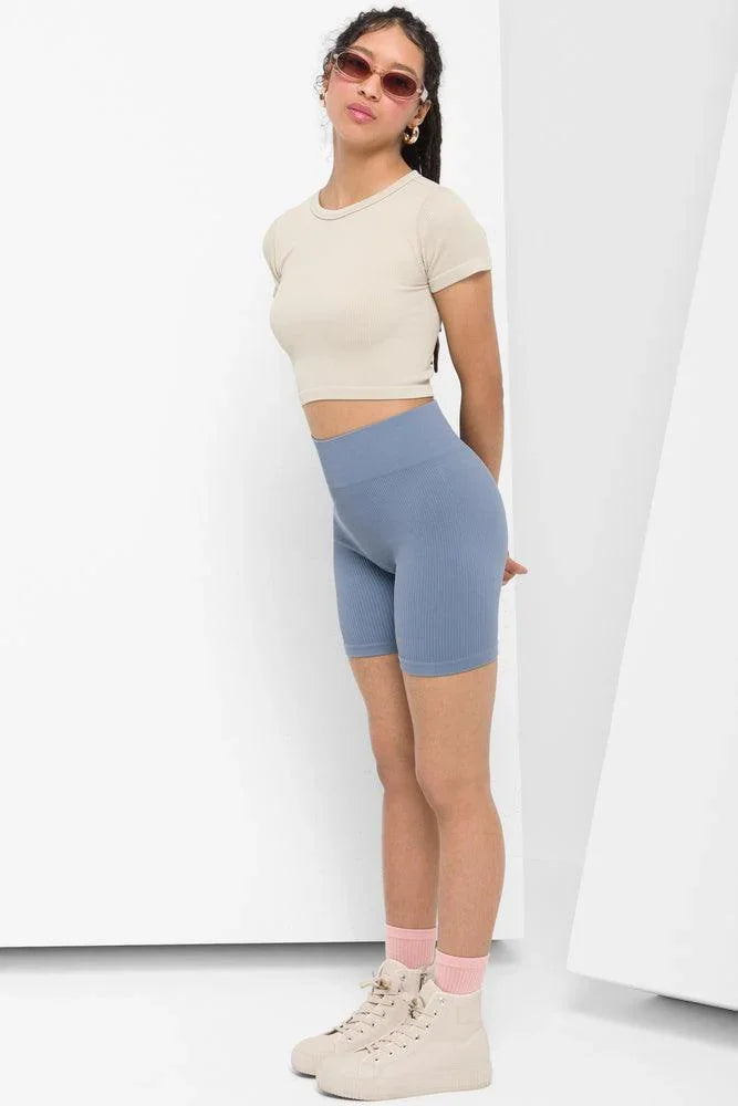 Seamless Cropped Short Sleeve T-Shirt Natural