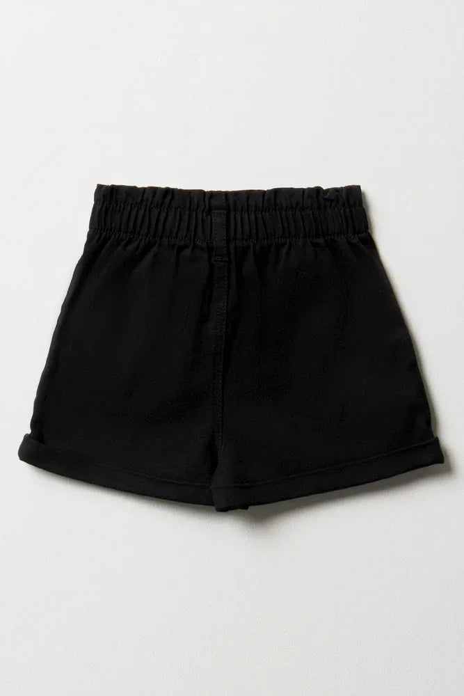 Pull On Denim Shorts Black (2)