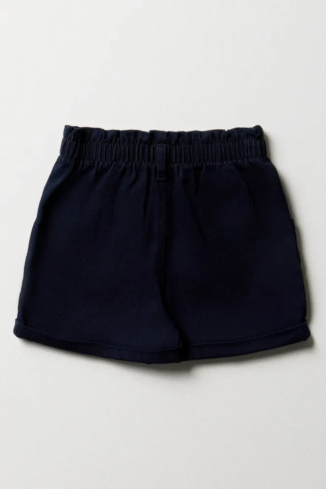 Pull On Denim Shorts Dark Blue (2)