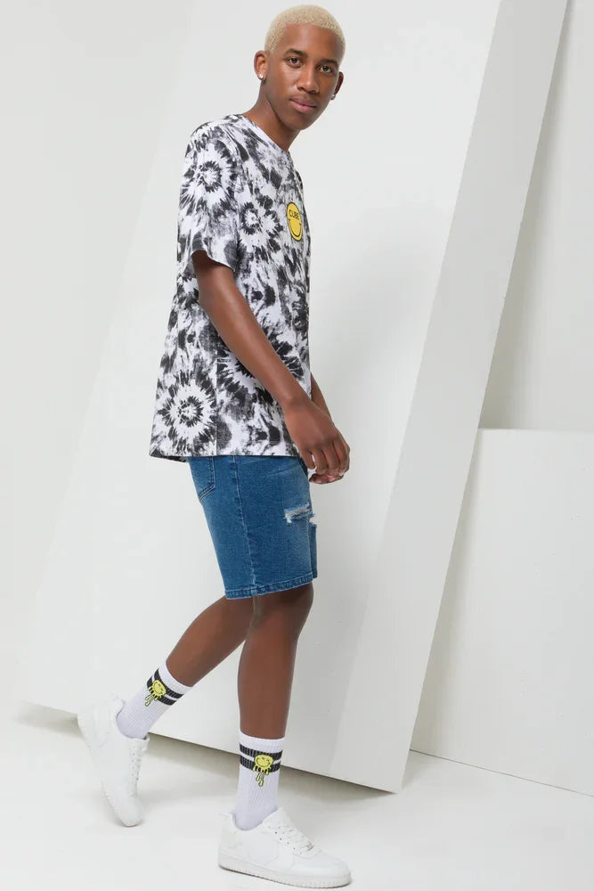Cube X S.W. Smiley Tie Dye Short Sleeve T-Shirt Grey