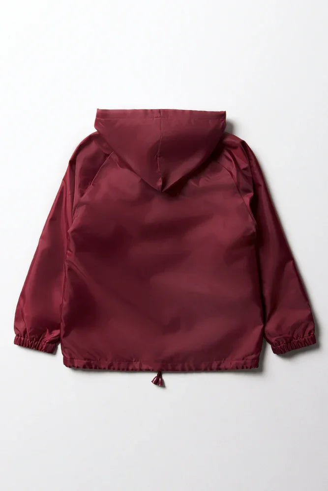 Unisex School Rain Jacket Maroon (4)