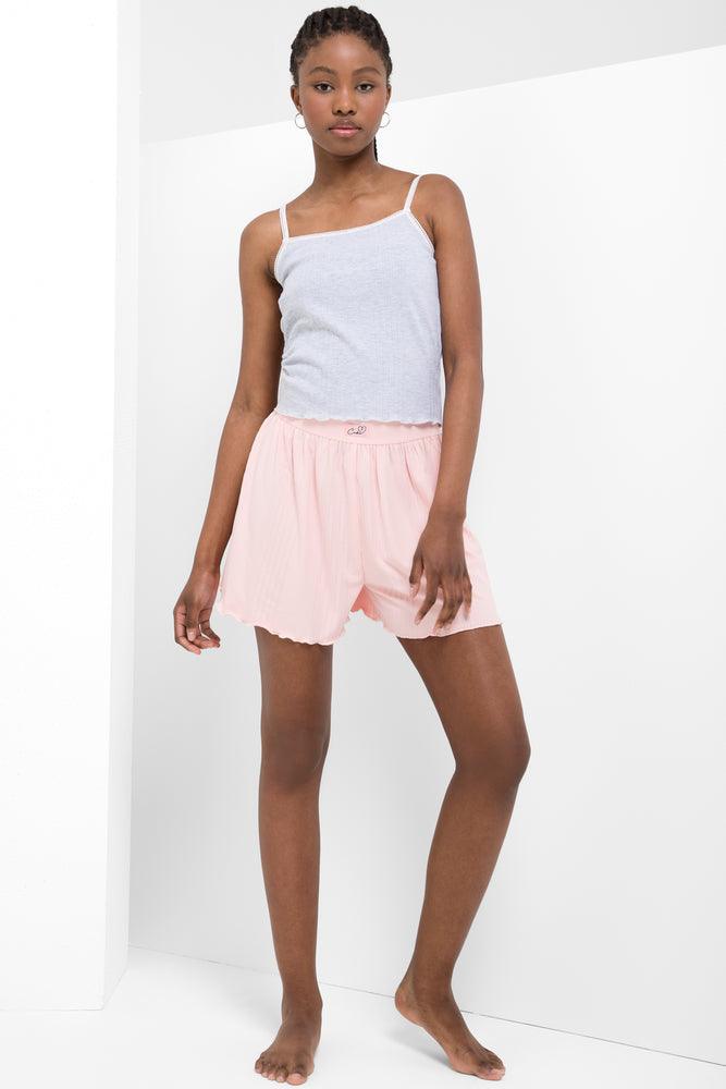 Rib Sleep Shorts Peach Sleepwear Ackermans
