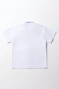 Unisex School Short Sleeve Collar Shirt White (4)