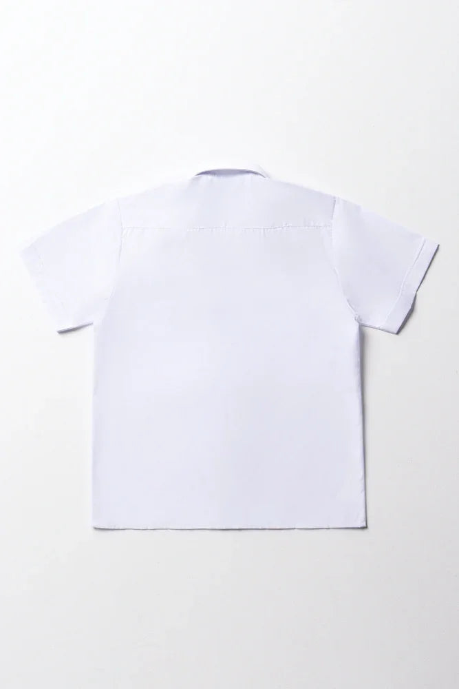 Unisex School Short Sleeve Collar Shirt White (4)