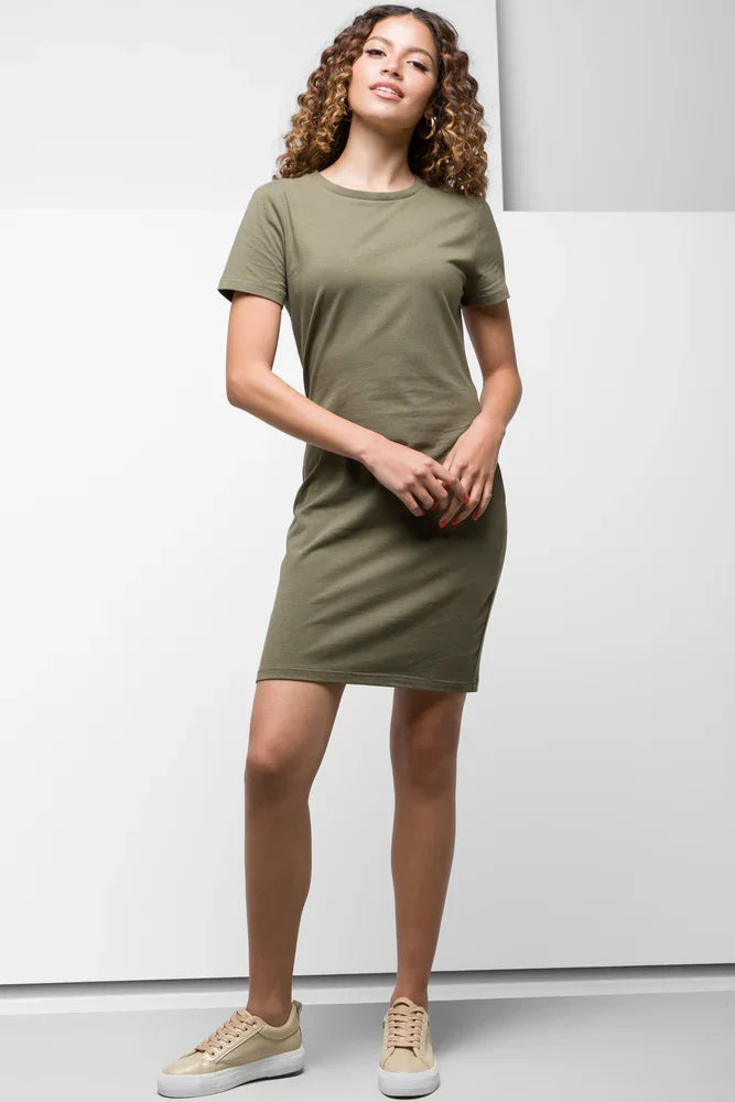 Short Sleeve Bodycon Dress Olive Green Ackermans