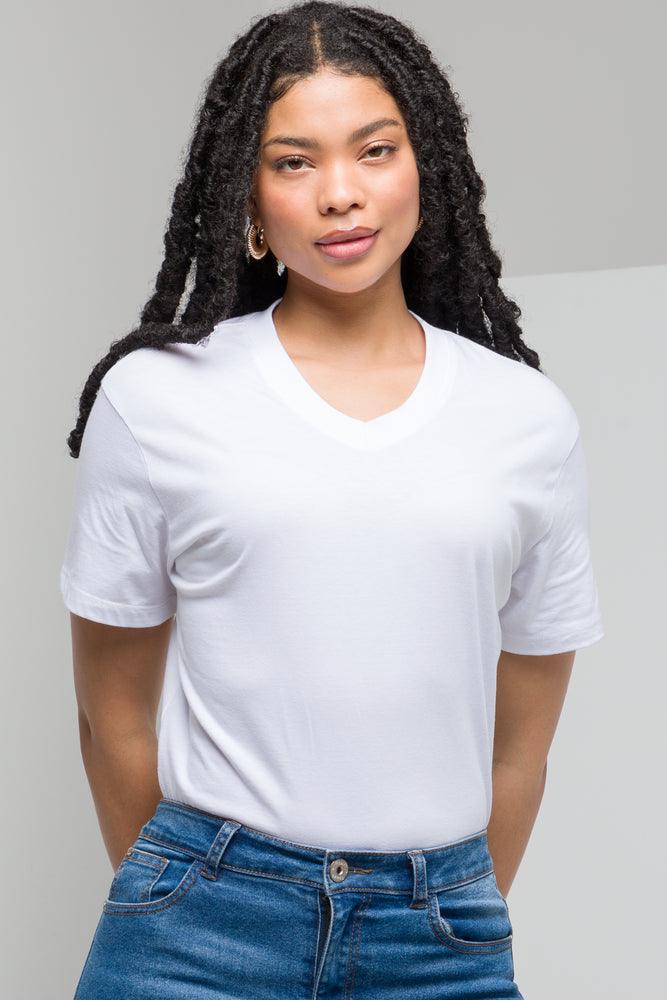 Threadz V Neck Tee White XL