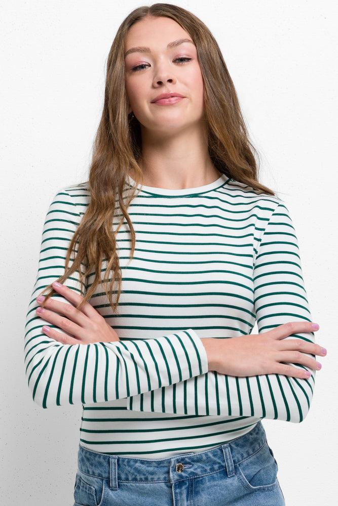 Striped long sleeve crew neck discount