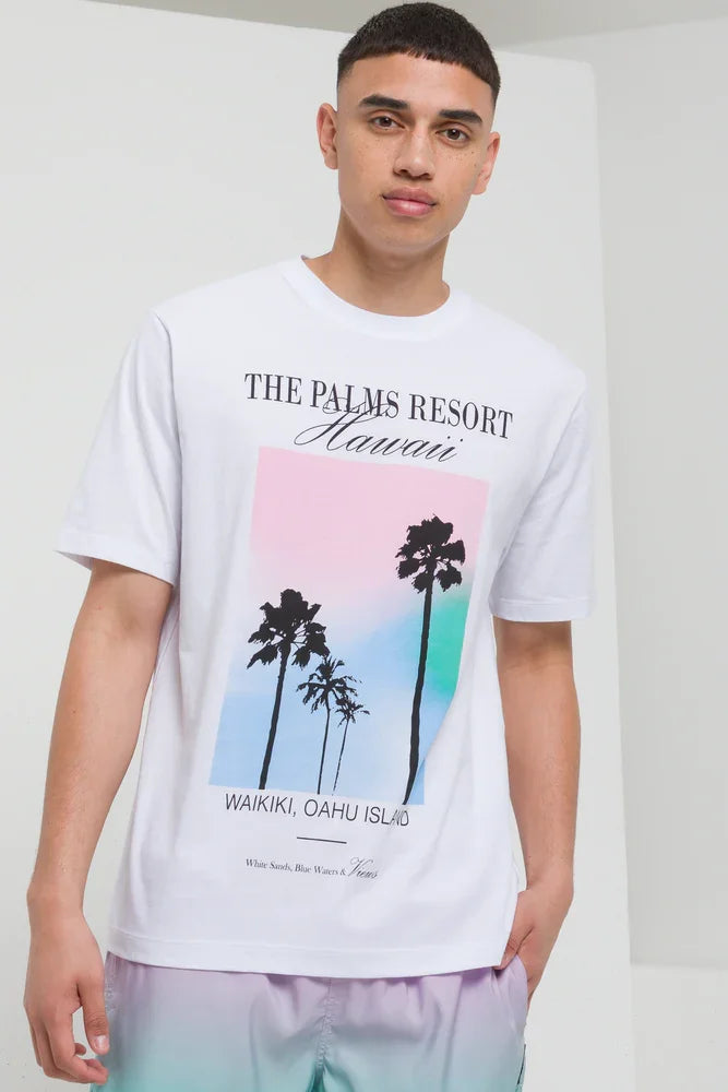 Palm Tree Short Sleeve T-Shirt White