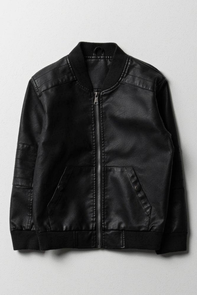 2t black leather jacket top
