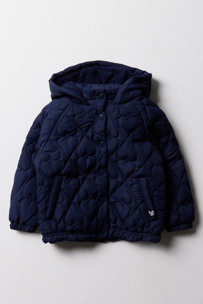 Hooded Quilted Jacket Navy Jackets Knitwear Ackermans