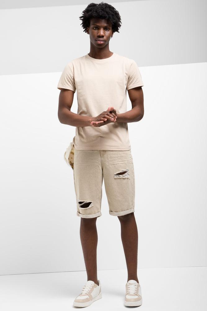 Ripped khaki shorts best sale