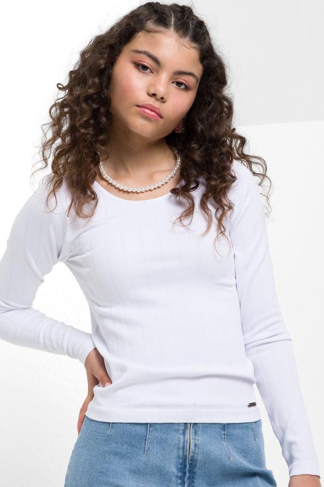 Seamless Crew Neck Long Sleeve T Shirt White Tops T Shirts Ackermans