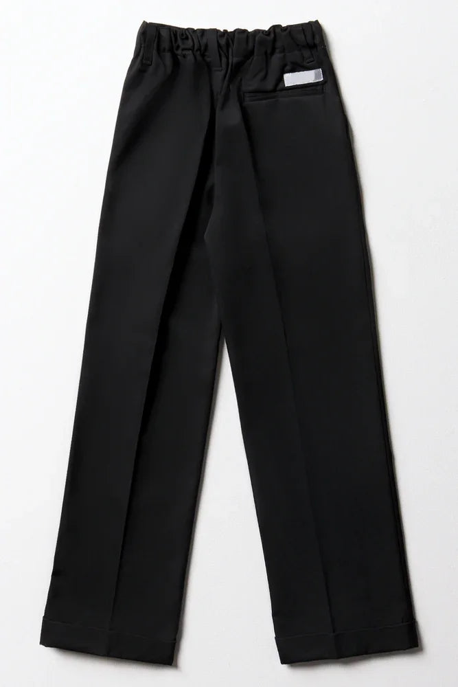Boys School Turn Up Pants Black (5)