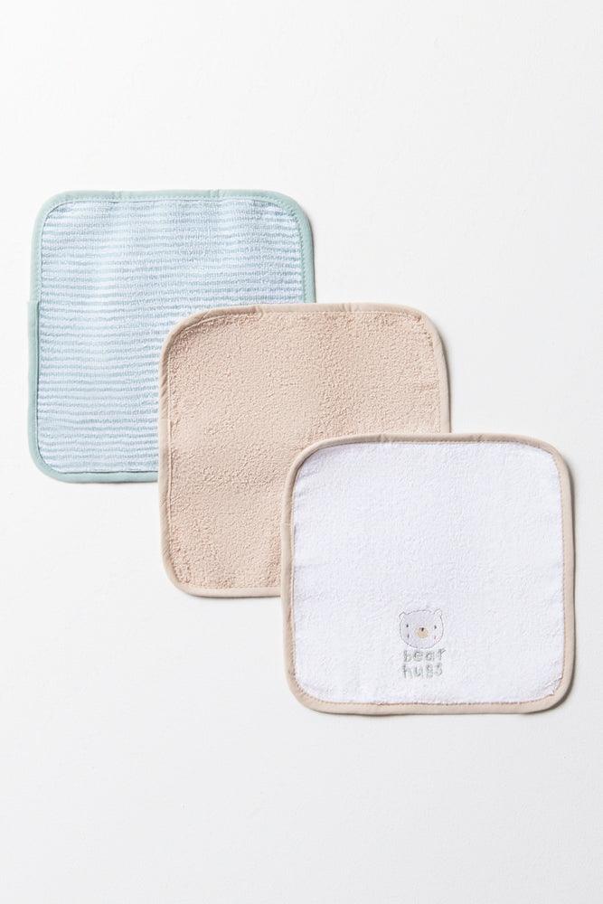 3 Pack Bear Face Cloths Multi Ackermans