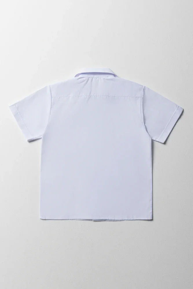 Unisex school short sleeve open neck shirt white (2)