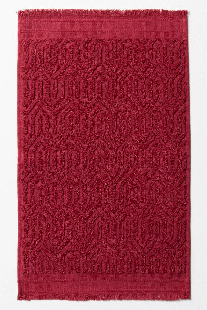 Textured Fringe Guest Towel Red