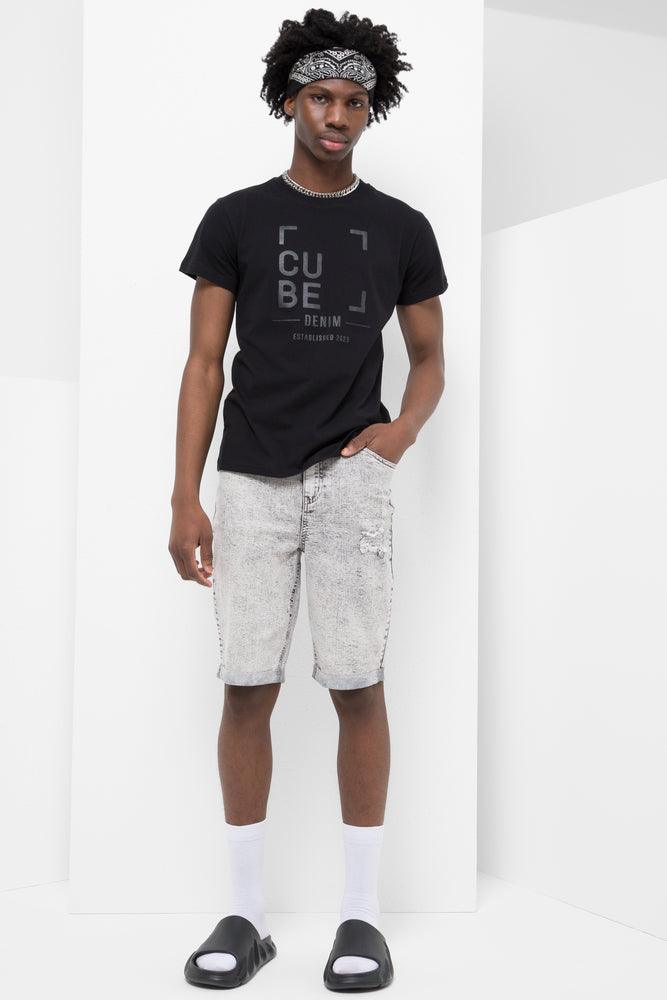 Grey ripped denim shorts deals