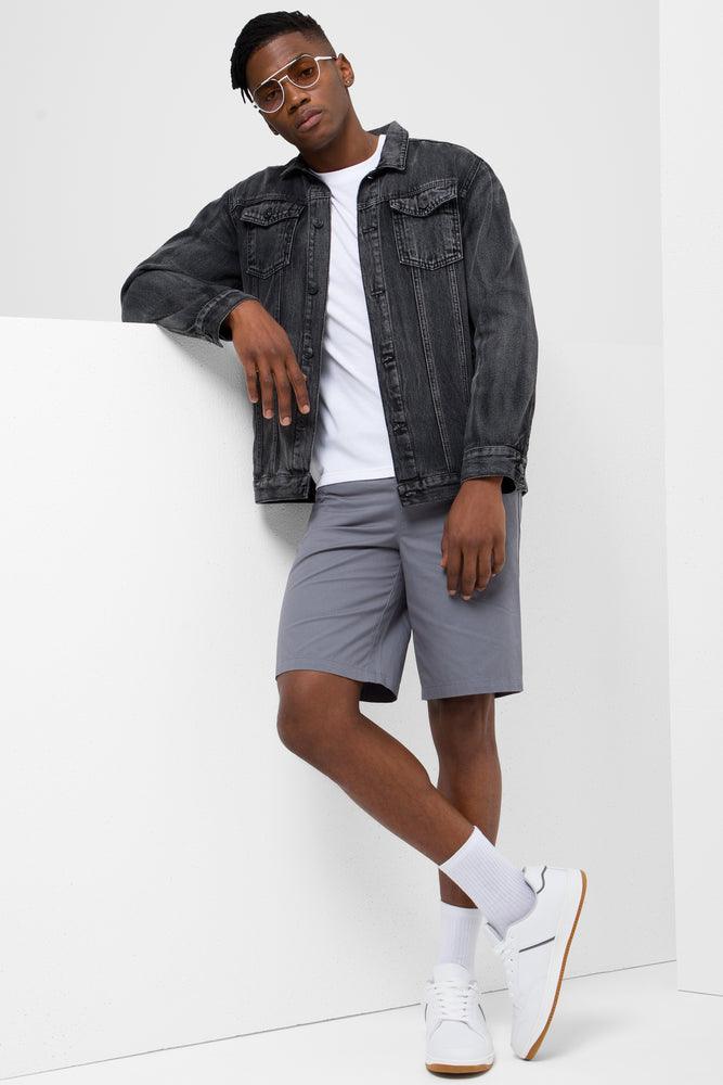 Mens grey check shorts clearance