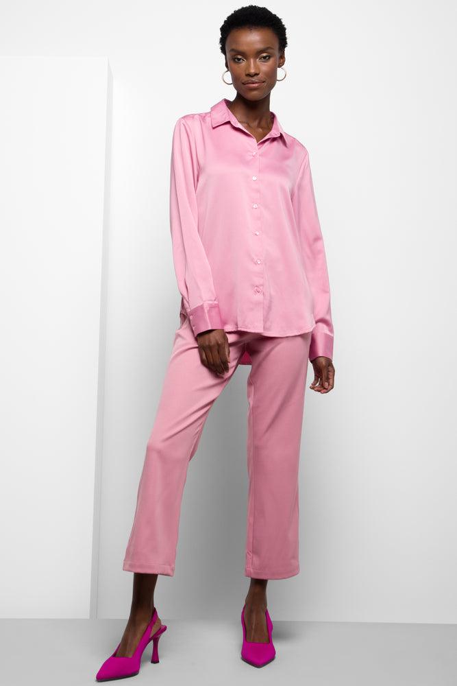 Satin Long Sleeve Shirt Pink Shirts Ackermans