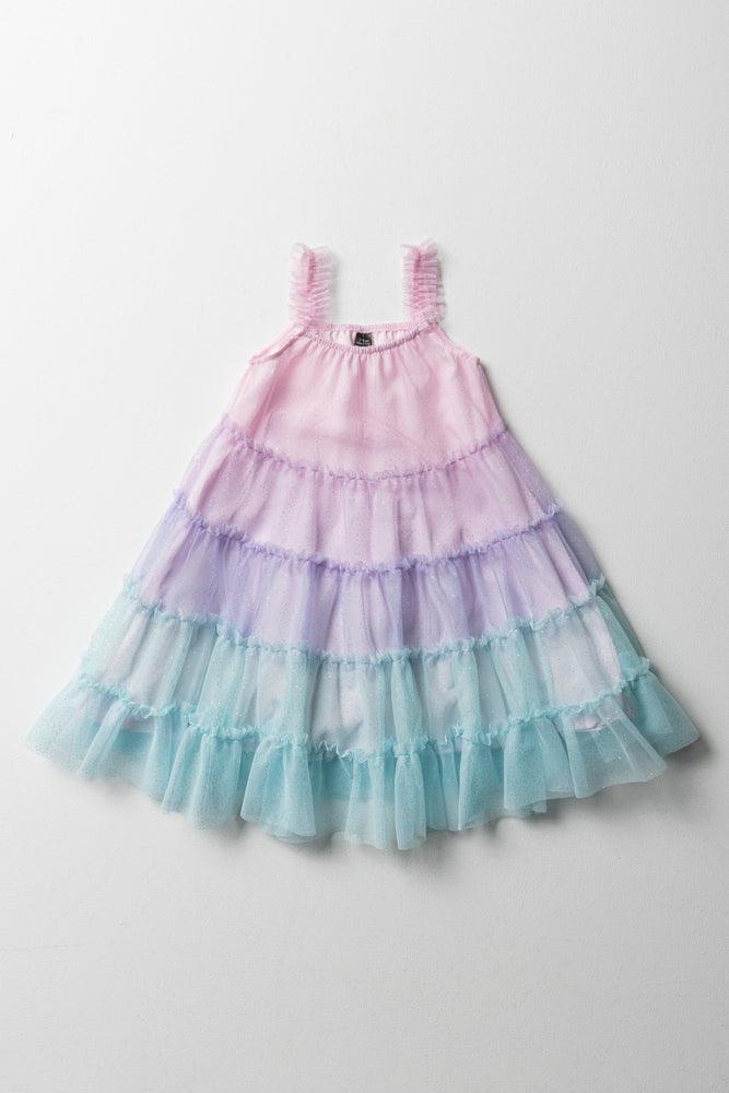 Rainbow Tiered Shimmer Mesh Dress Multi Ackermans