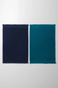 2 Pack Fringed Guest Towel  Navy & Teal
