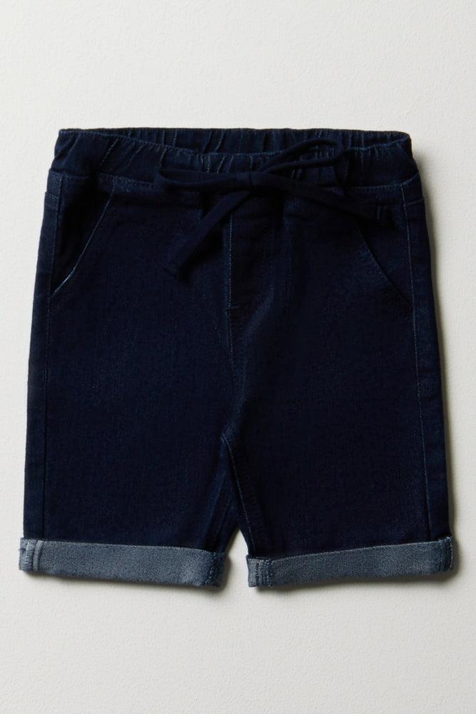 Navy blue denim shorts best sale