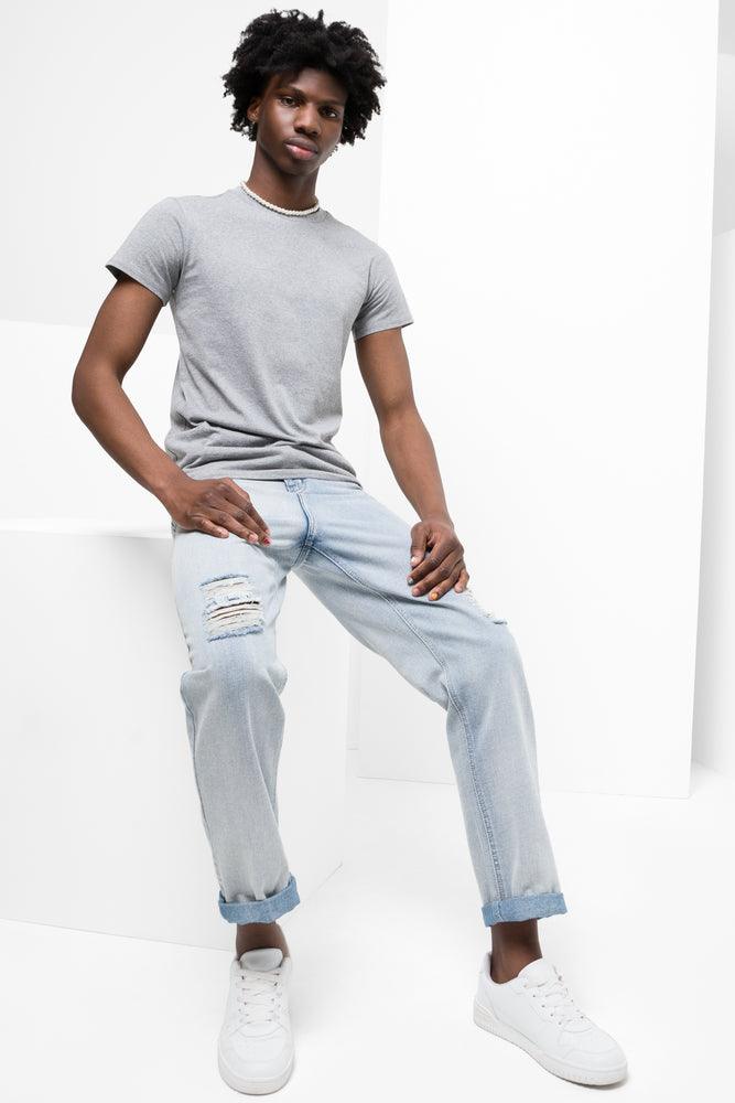 Grey ripped t shirt clearance
