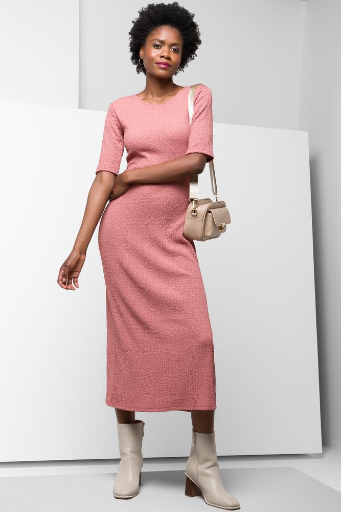 Short Sleeve Column Dress Pink Ackermans