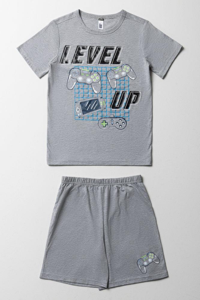 Level Up Short Sleeve Pj Set Grey Sleepwear Ackermans