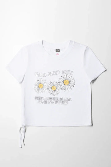 Calm Your Soul Side Tie T-Shirt White